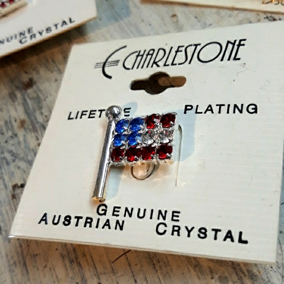 Flag Rhinestone Heart Pin Collection - Picture 3 of 10